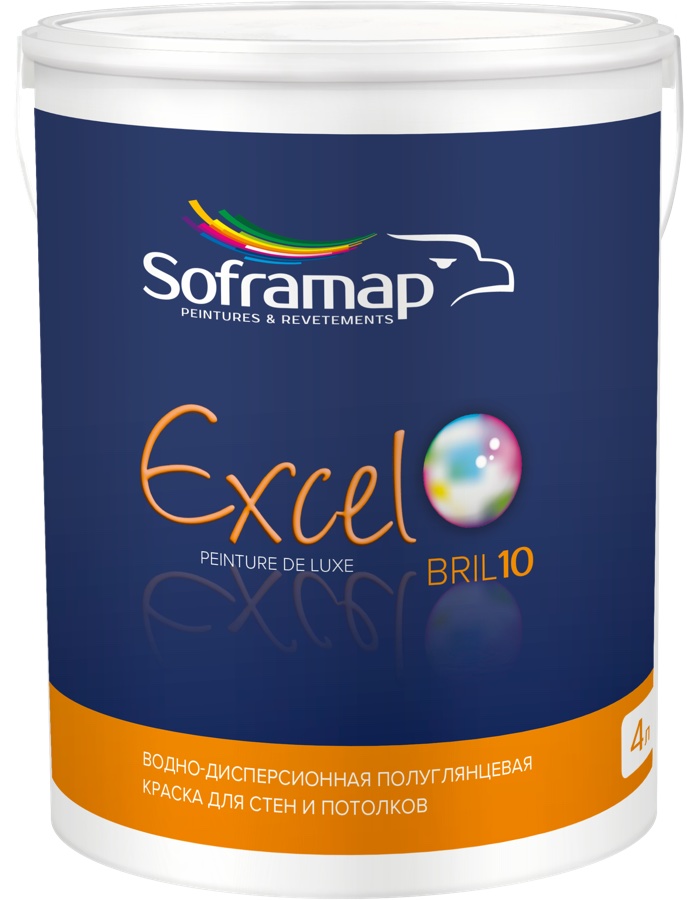 Soframap Excel Bril — интерьерная краска Эксель Брил, полуглянцевая, банка 4 л