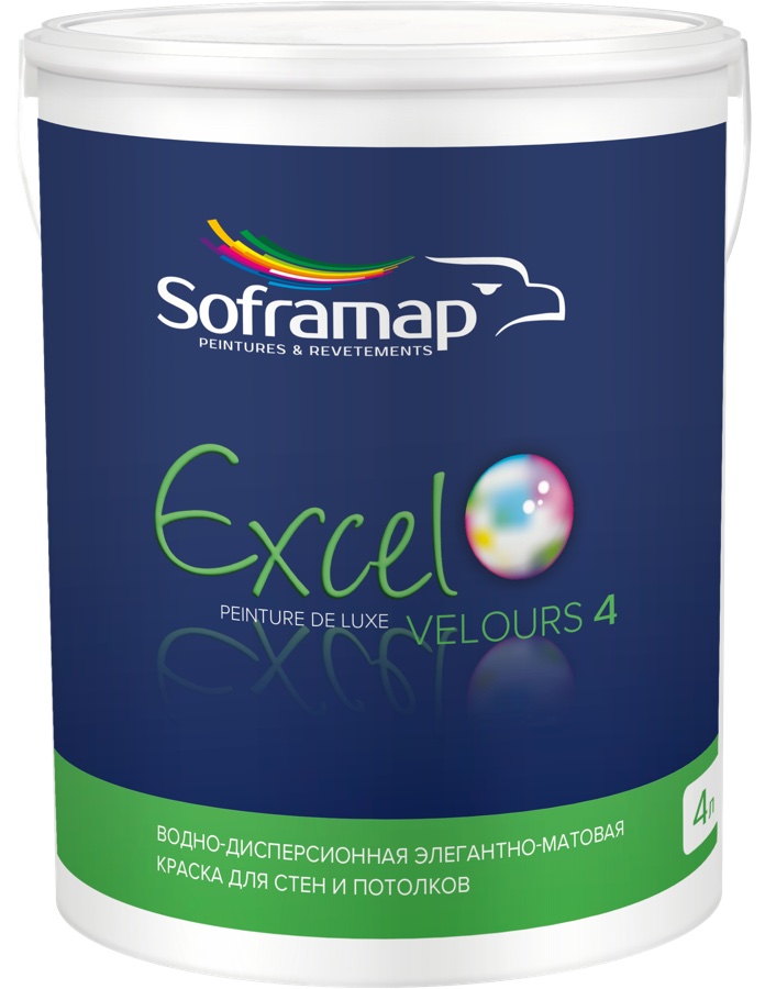 Soframap Excel Velours — интерьерная краска Эксель Велюр, элегантно-матовая, банка 4 л